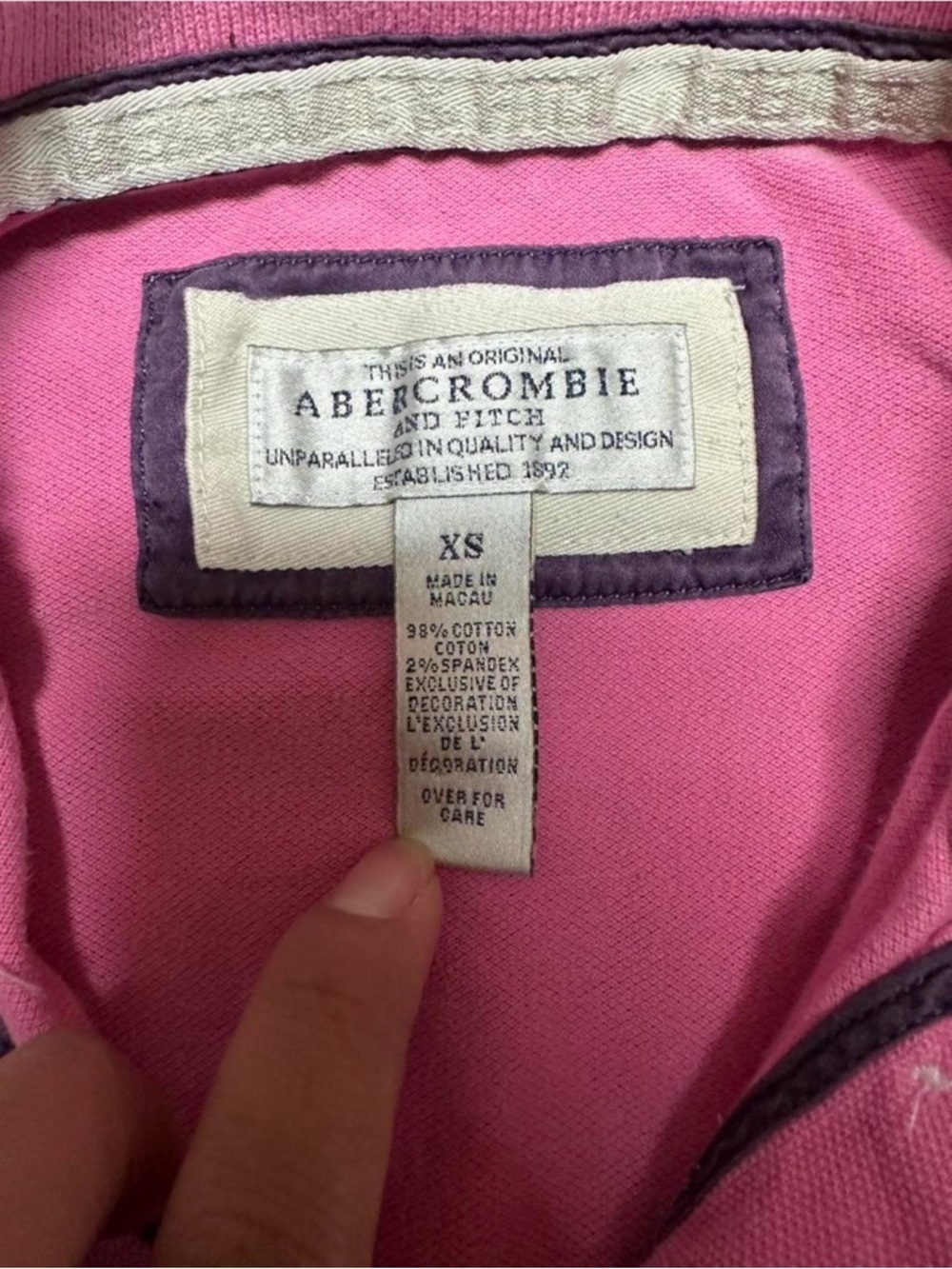 y2k abercrombie & fitch pink fitted polo top preppy baby tee moose logo xs Vtg - Picture 6 of 8